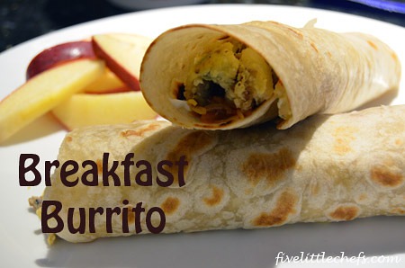 Breakfast Burrito from fivelittlechefs.com #burrito #kidscooking #HolidayHelper
