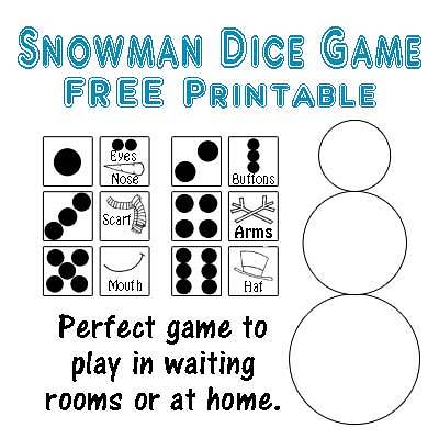snowman dice game printable