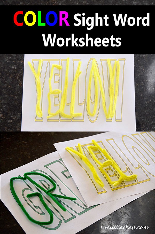 Color Sight Word Worksheets for Kids | Five Little Chefs