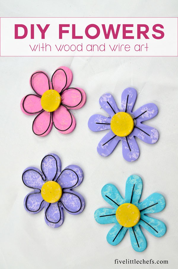 Wood Flowers DIY with wire art.