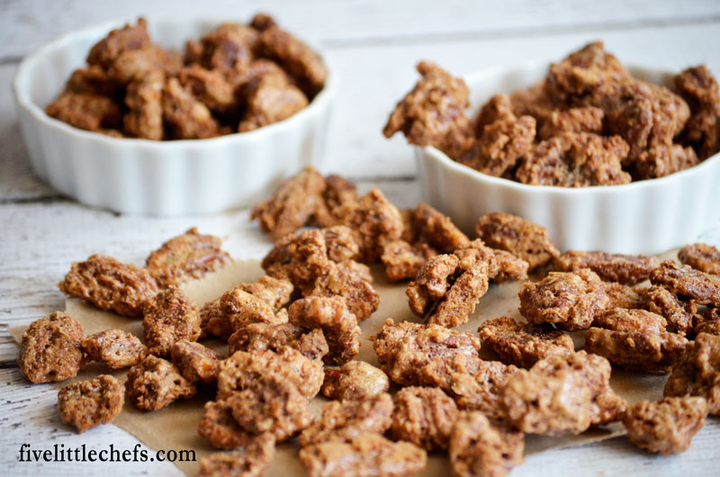 Candied Pecans is an easy recipe with brown sugar and cinnamon. Tastes great on salads or on sweet potatoes.