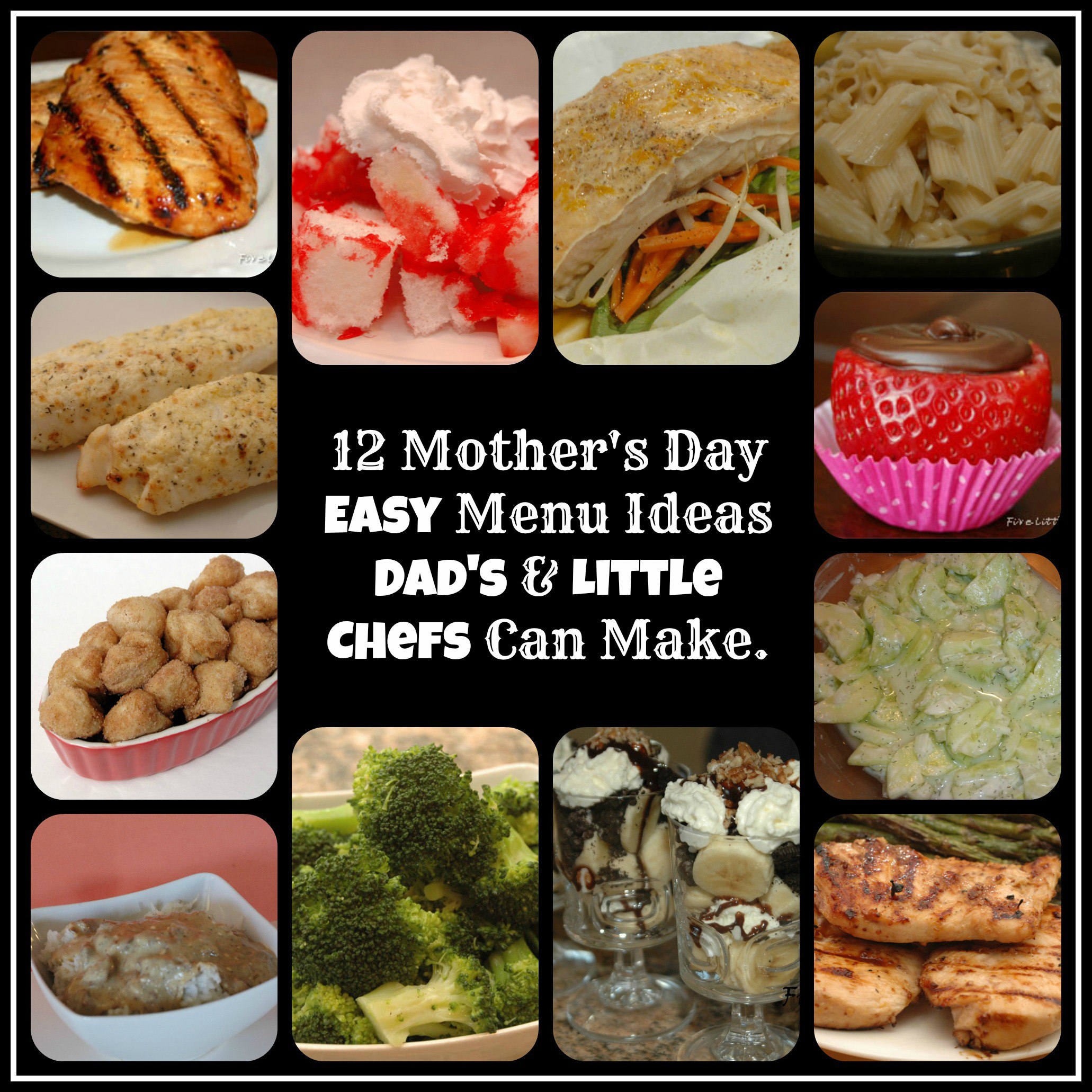12 Mother's Day Menu Ideas Dads and little Chefs can make from fivelittlechefs.com