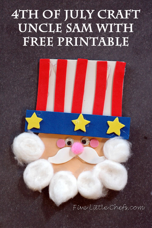 Uncle Sam Craft from fivelittlechefs.com A fun 4th of July craft! #unclesam #kidscrafts