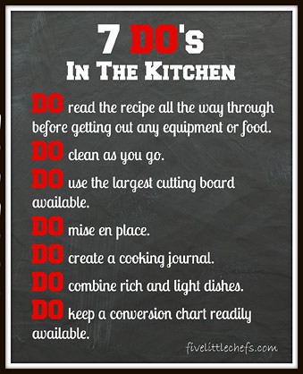 7 DO's in the kitchen from fivelittlechefs.com #cookingschool