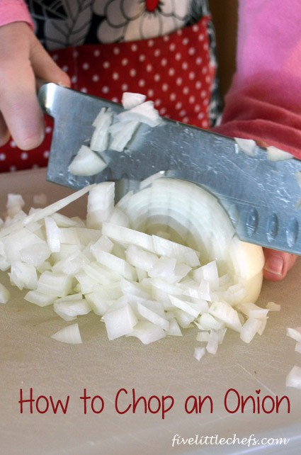 Onions are used in so many recipes. Knowing how to peel, slice and chop an #onion will aid in your prep time. #kidscooking #cookingschool