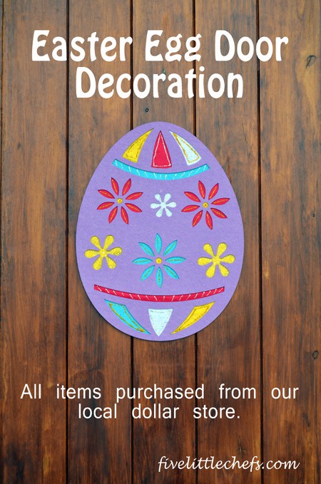 Easter Egg Door Decoration from fivelittlechefs.com #easter #kidscrafts