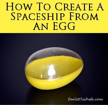 Using a large plastic egg, some colored paper, popsicle sticks and glue you can make a spaceship like Meet The Robinsons, Little Einsteins, The Jetsons.