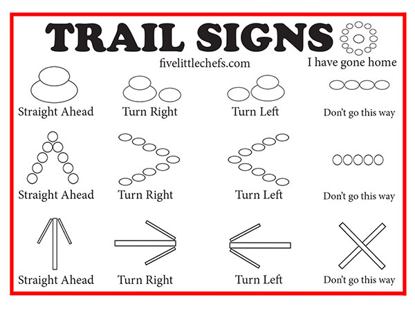 Going on a nature walk? Play a version of hide and seek with these trail signs. A fun game to play while camping, hiking with scouts or family.