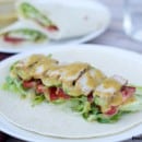 Honey Mustard Chicken Wrap is a fast and easy recipe when you are using leftover Honey Mustard Grilled Chicken. This is great for lunch, dinner or on the go! It is packed with a variety of vegetables to give texture to each bite. fivelittlechefs.com